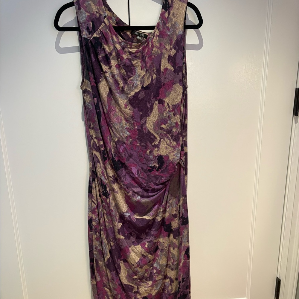 NIC+ZOE Purple and Gold Midi Dress